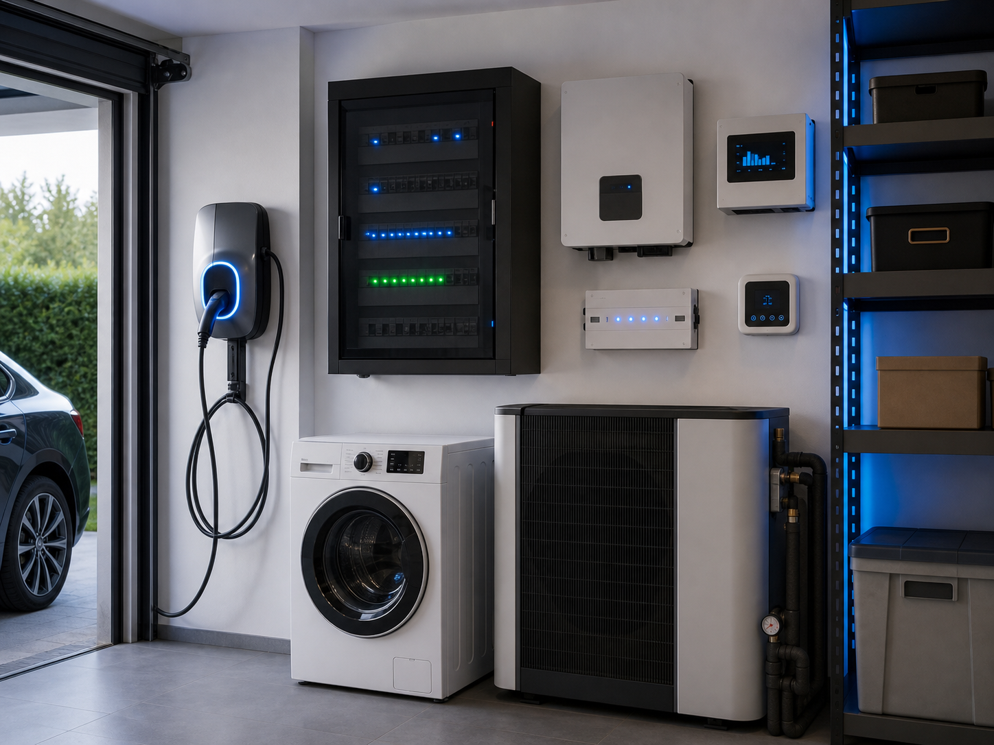 Domowa instalacja smart home z ładowarką EV i monitoringiem energii